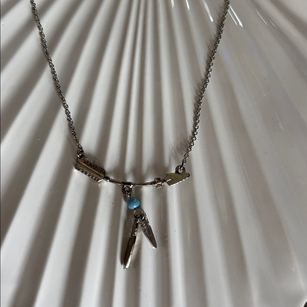 Silver Tone Rhodium Arrow Necklace - Picture 4 of 4